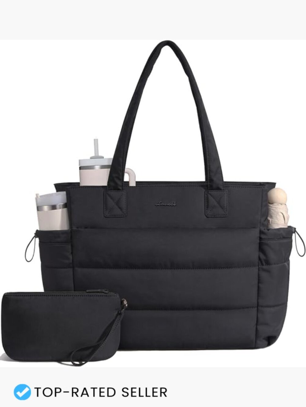 Tote Bag for Women with Giant Tumbler Holder Pocket Puffer Work Travel Laptop - Picture 1 of 7